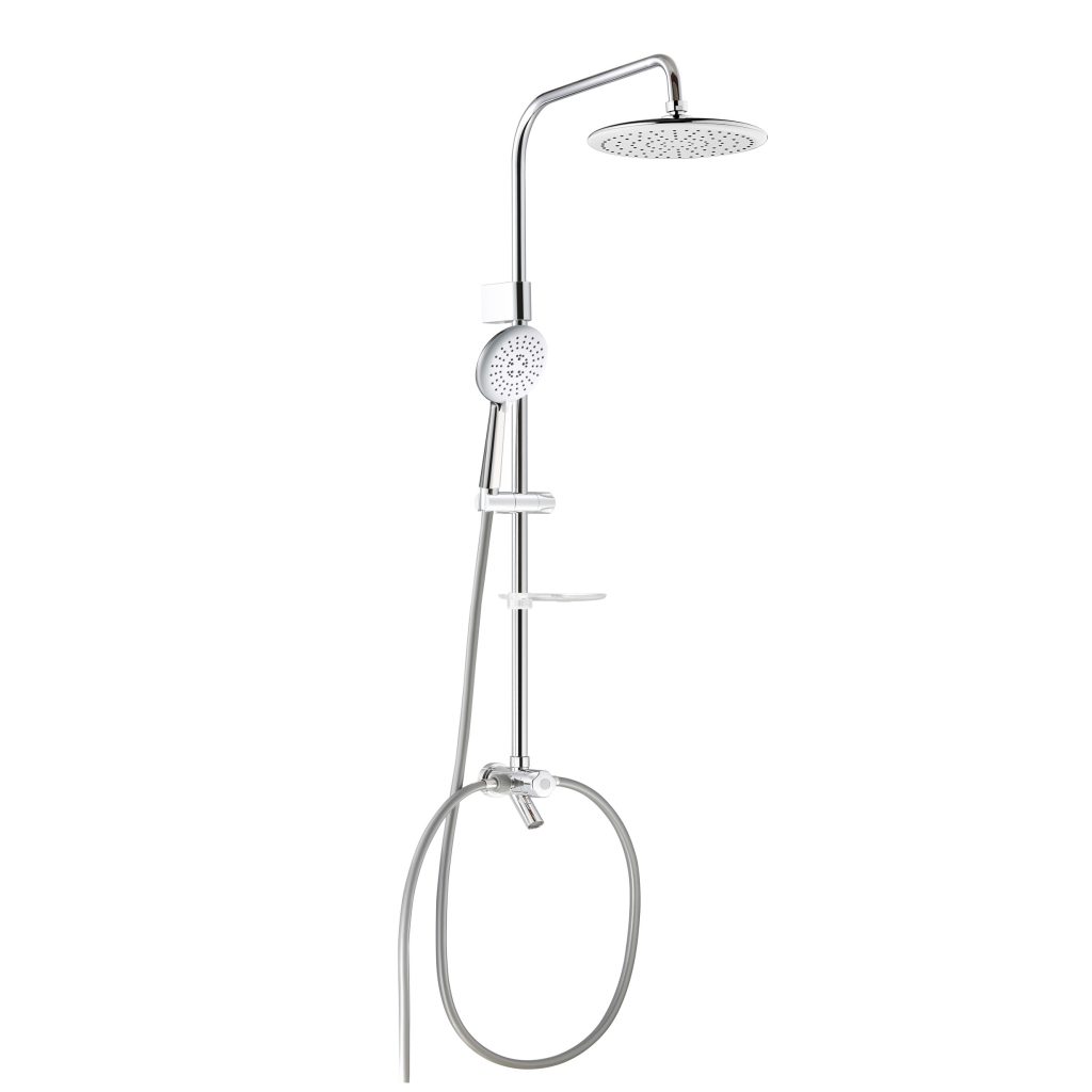 Chrome shower set with 3 functions hand shower,8" rain shower, soap