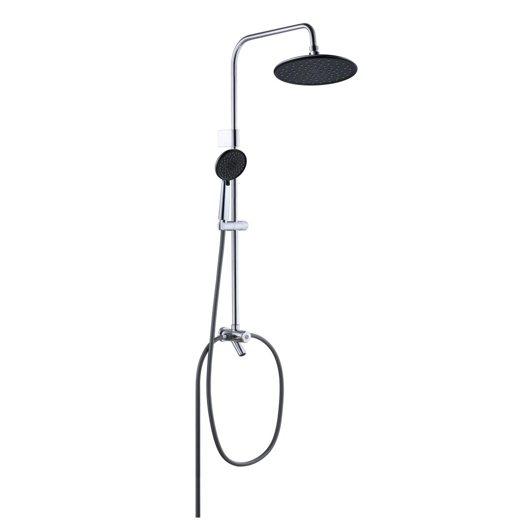 Chrome shower set with 5 functions hand shower,8" rain shower,4way